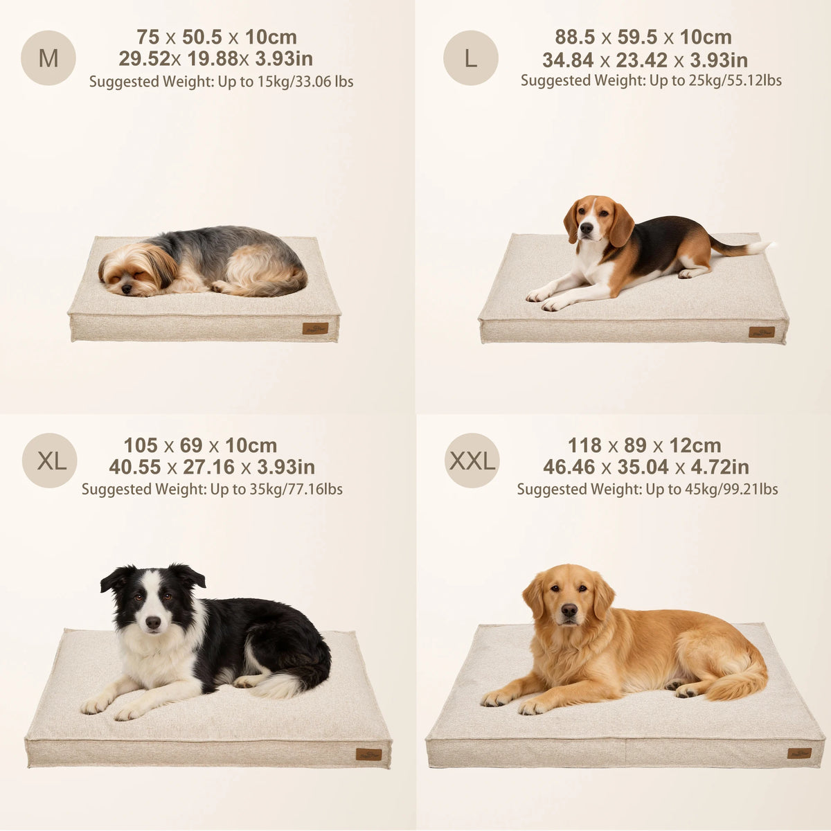 Borwart Rectangular Linen Dog Bed With Removable Cover