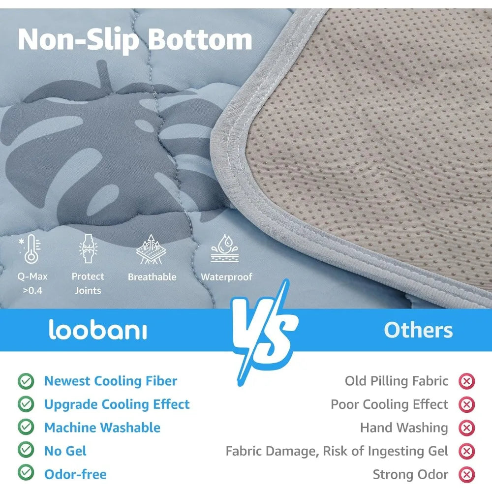56"x36" Self-Cooling Dog Mat, Waterproof Non-Slip Pet Pad for Large Dogs, Grey Monstera