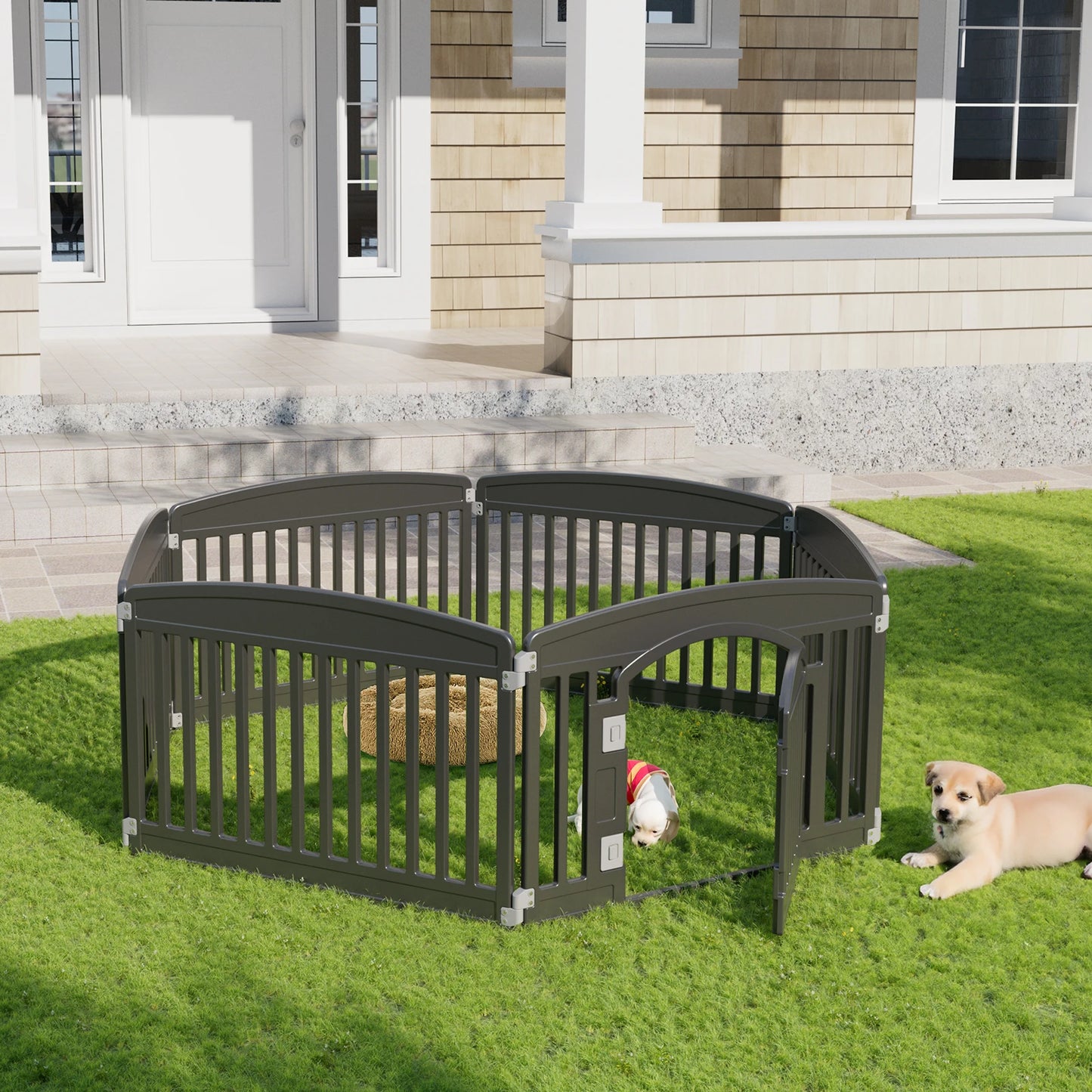 JHK Plastic Dog Playpen Expandable Durable Indoor Outdoor Pet Fence