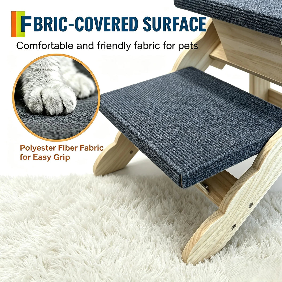 DishyKooker Strong Wooden Pet Stairs And Folding Dog Ramp