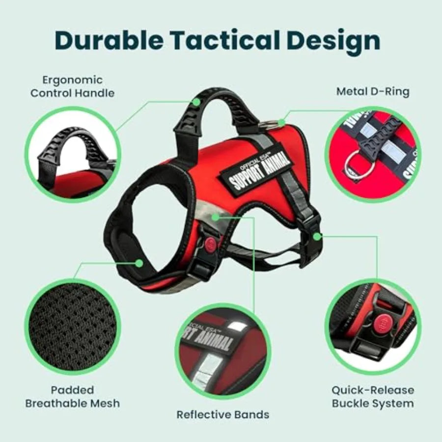The Only Official ESA™ Dog Harness Adjustable No-Pull Dog Vest for Easy Pet Recognition with Reflective Straps Soft Padded and