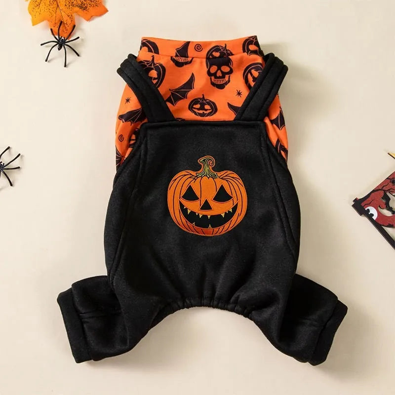 Halloween Jack O Lantern Pet Costume Stretchy Pull On Fit