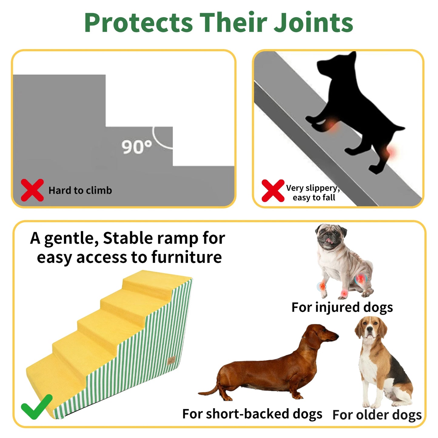 Three To Five Step High Density Dog Stairs For Sofas