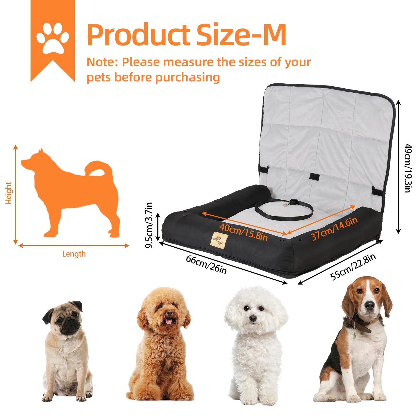 BORWART Waterproof Portable Dog Car Seat Bed and Booster Carrier