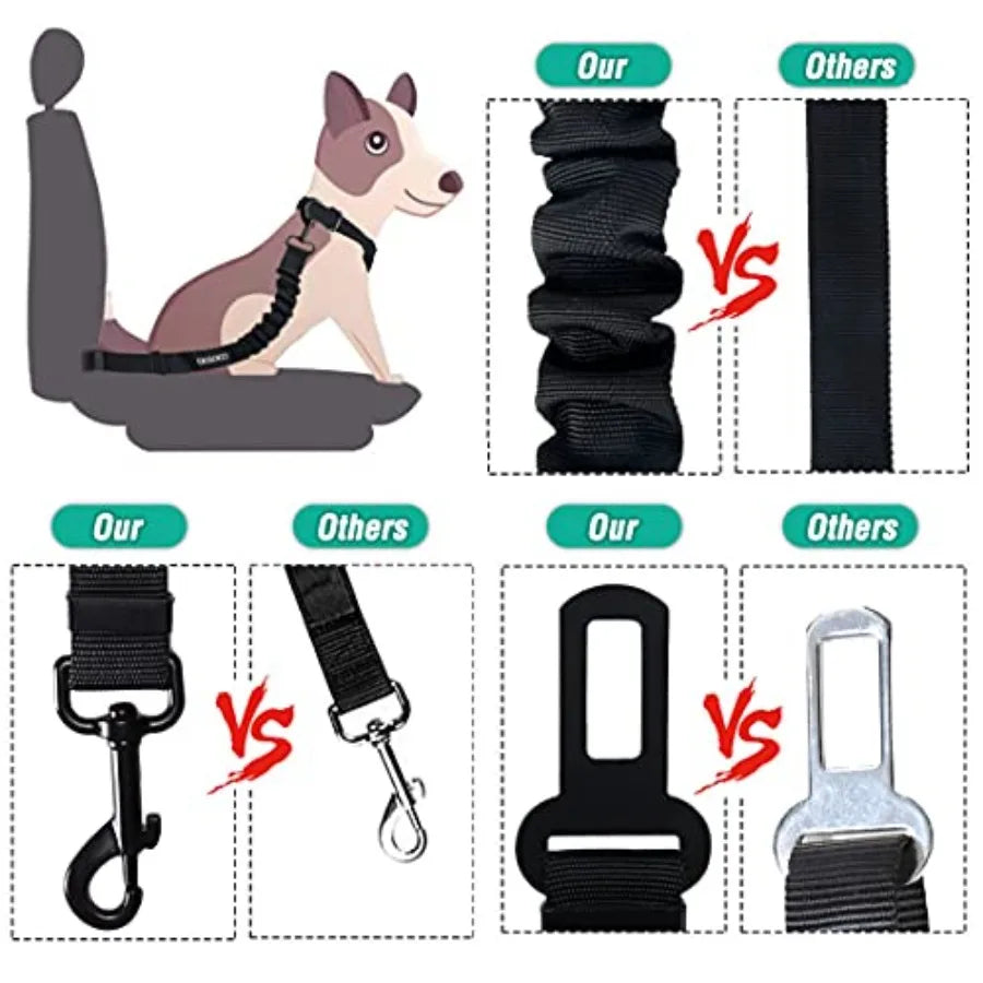 Dog Seat Belt, 3 Pcs Set Retractable Dog Car Harness Adjustable Dog Seat Belt for Vehicle Nylon Pet Safety Seat Belts Heavy Dut