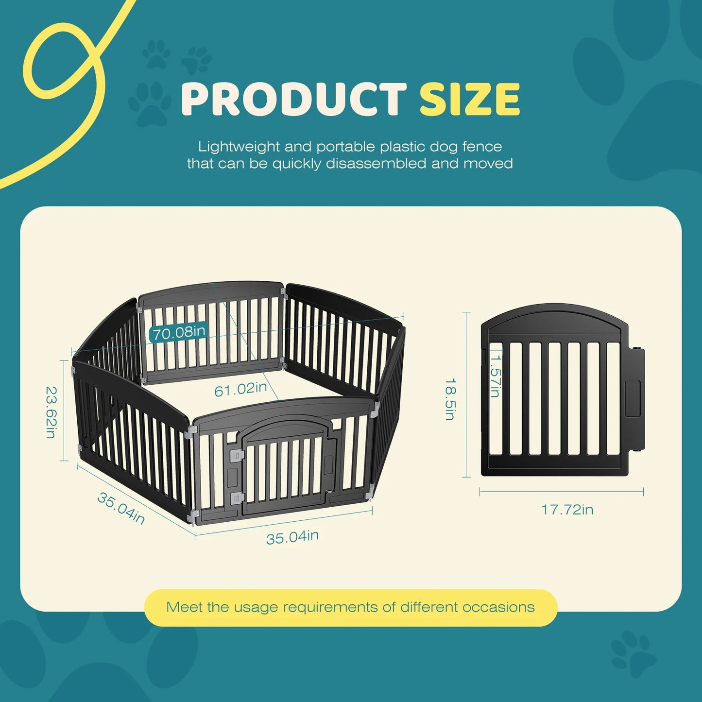 JHK Plastic Dog Playpen Expandable Durable Indoor Outdoor Pet Fence