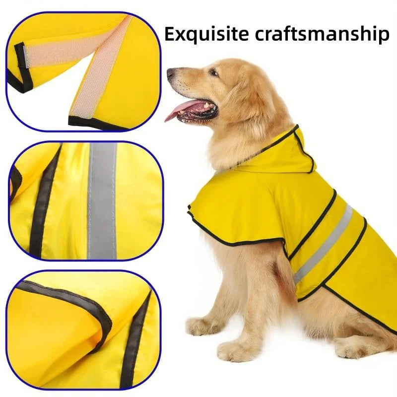 Hooded Dog Raincoat With Bells And Poop Bag Dispenser Reflective