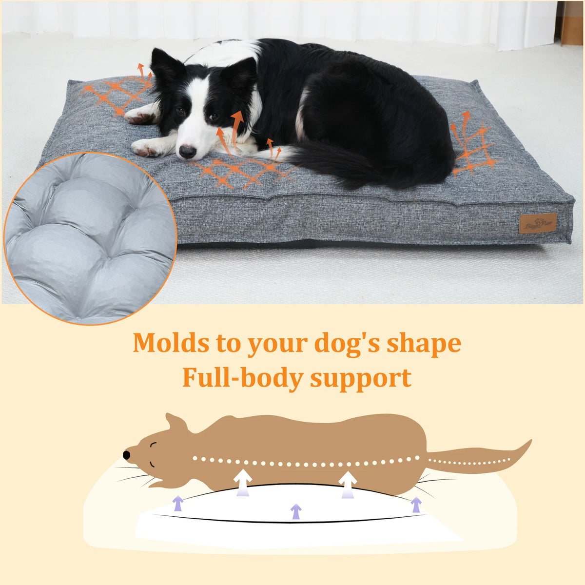 Borwart Rectangular Linen Dog Bed With Removable Cover
