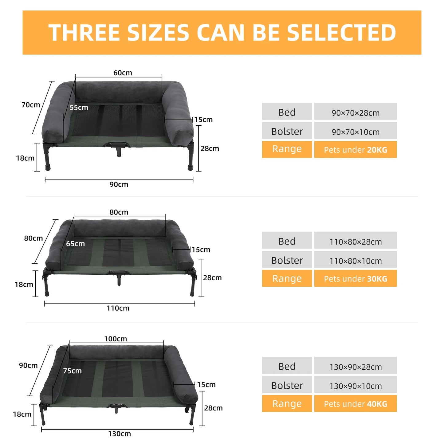 Bingopaw Elevated Outdoor Indoor Dog Bed With Detachable Plush Bolster