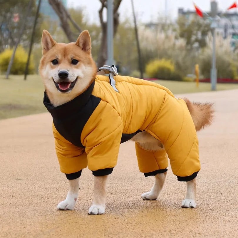 Padded Four Leg Dog Coat With Warm Lining For Winter
