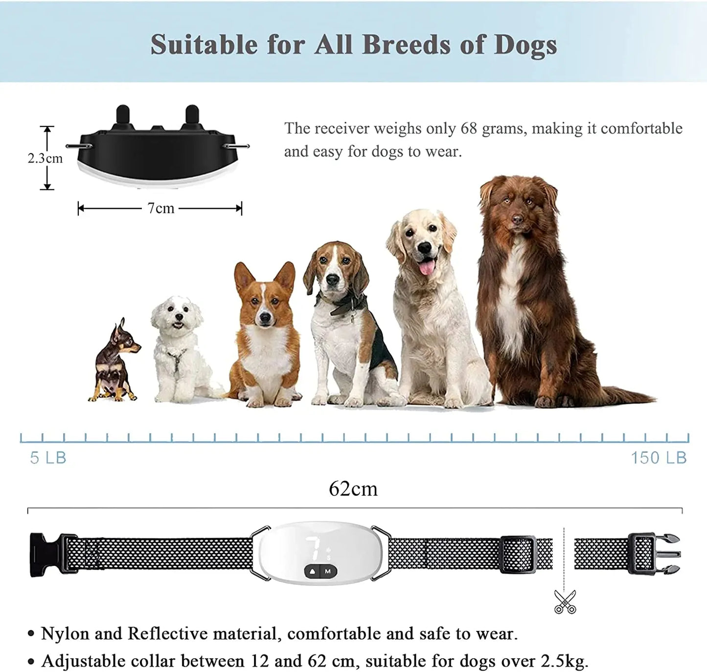 PuPoPan Bark Deterrent Training Collar For Dogs With LED