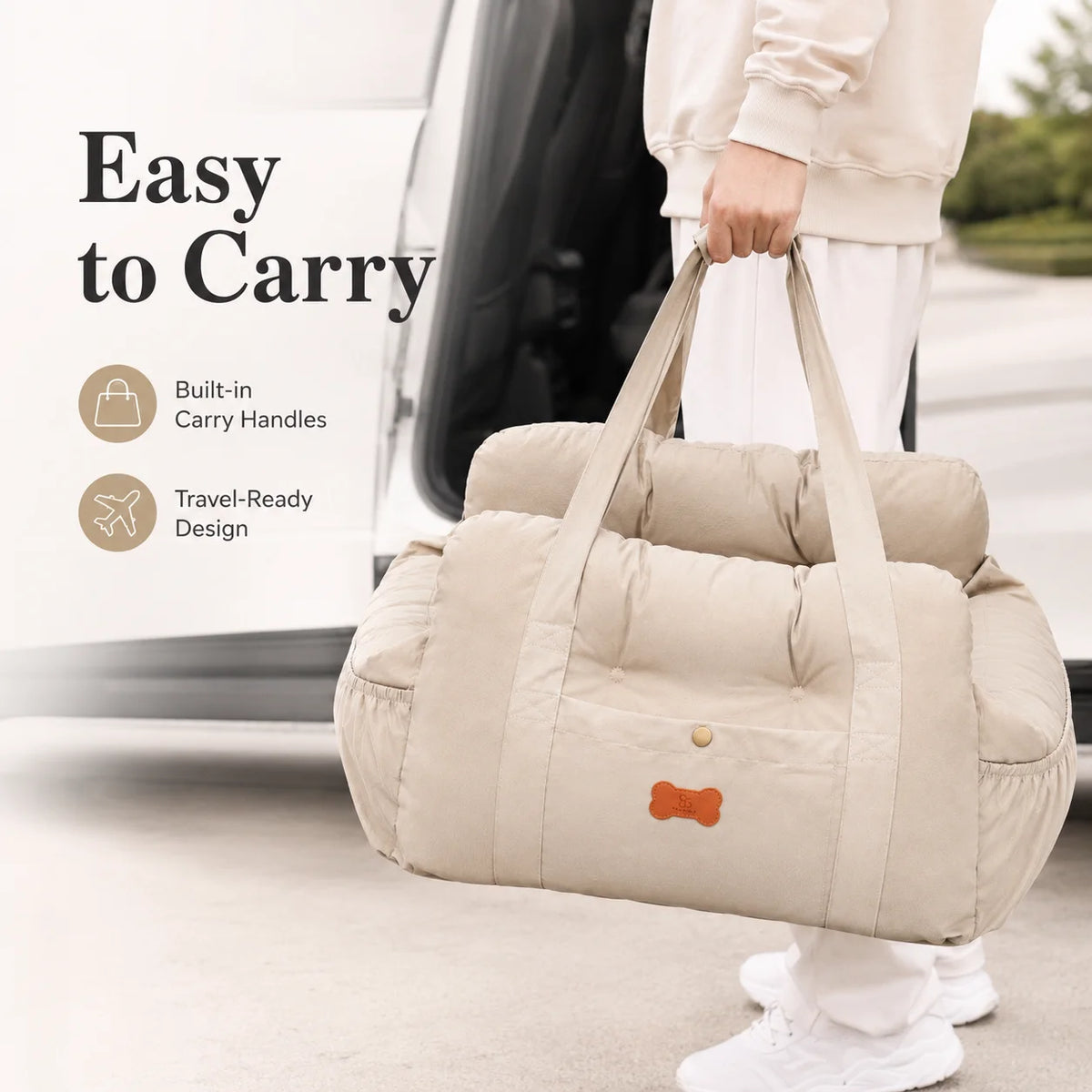 Dog Car Booster Seat With Plush Interior And Safety Tether