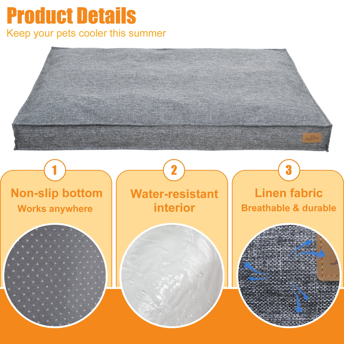 Borwart Rectangular Linen Dog Bed With Removable Cover