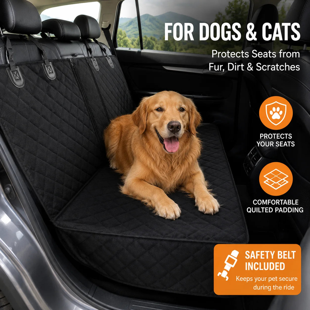 Sindax Waterproof Dog Car Seat Cover Back Seat Protector