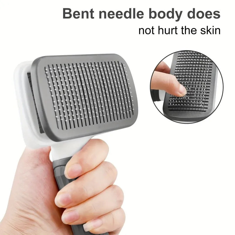Pet Grooming Brush With OneClick Hair Removal For Dogs Cats