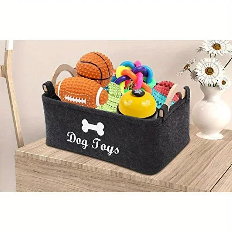 Felt Pet Toy Box Dog Toy Storage Basket For Organization