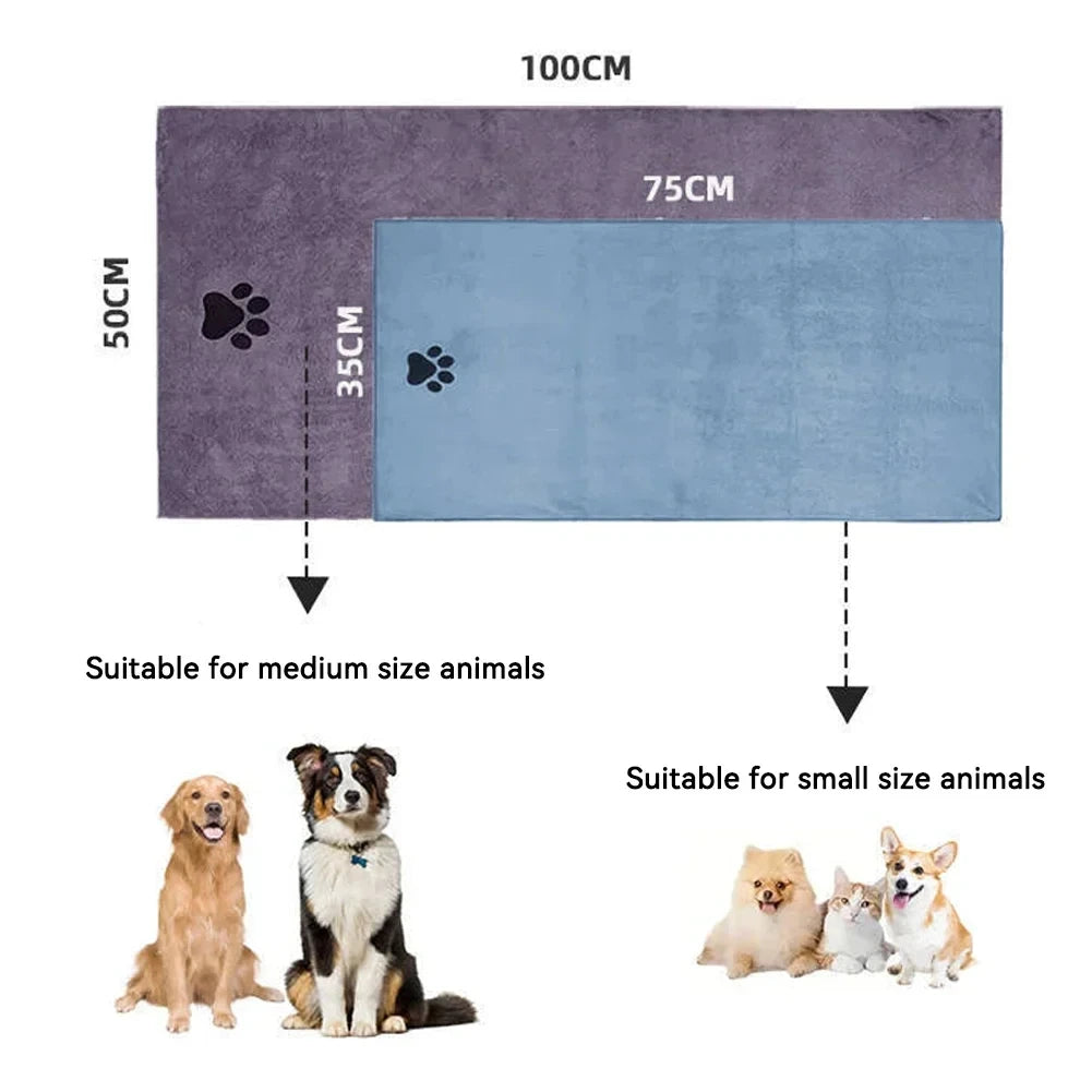 Microfiber Pet Bath Towels Embroidered Ultra Soft and Absorbent