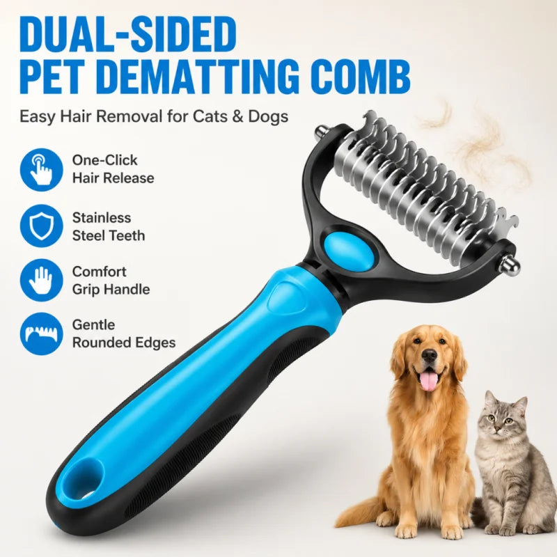 Pet Dematting Comb With Stainless Steel Blades For Dogs