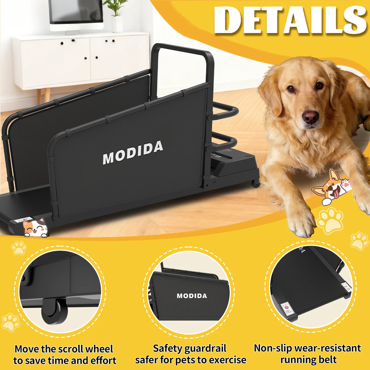 MODIDA Indoor Dog Treadmill With Adjustable Speed And LED Display