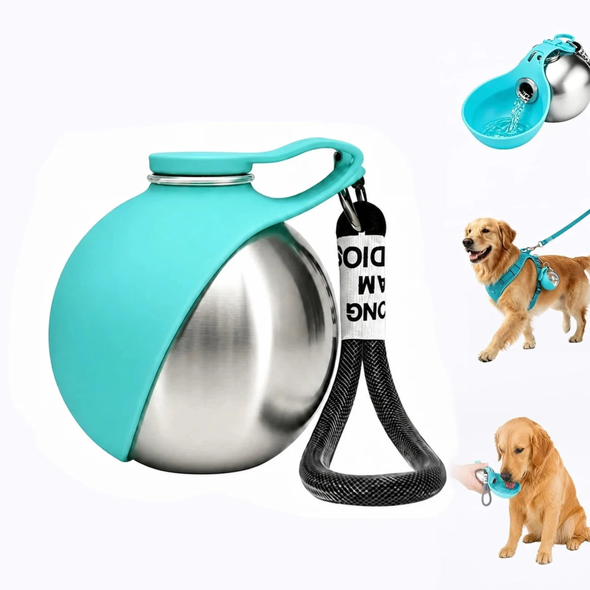 Portable Leak Proof Pet Water Dispenser Foldable Stainless Steel Bowl