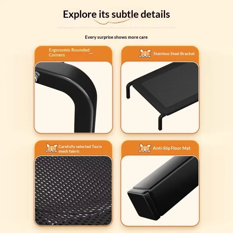 Elevated Dog Lounge Bed With Breathable Mesh Surface