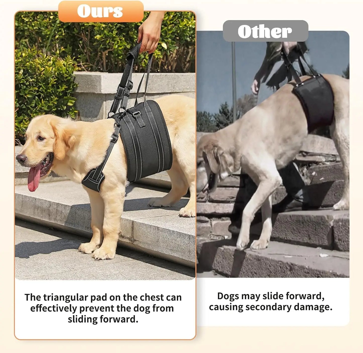 Dog Lift Harness Sling for Senior Dogs with Arthritis, Adjustable Pet Carrier for Post-Surgery Recovery and Stairs Assistance