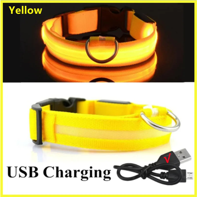 COOYOMOO USB Rechargeable Luminous Adjustable Dog Collar Night Light