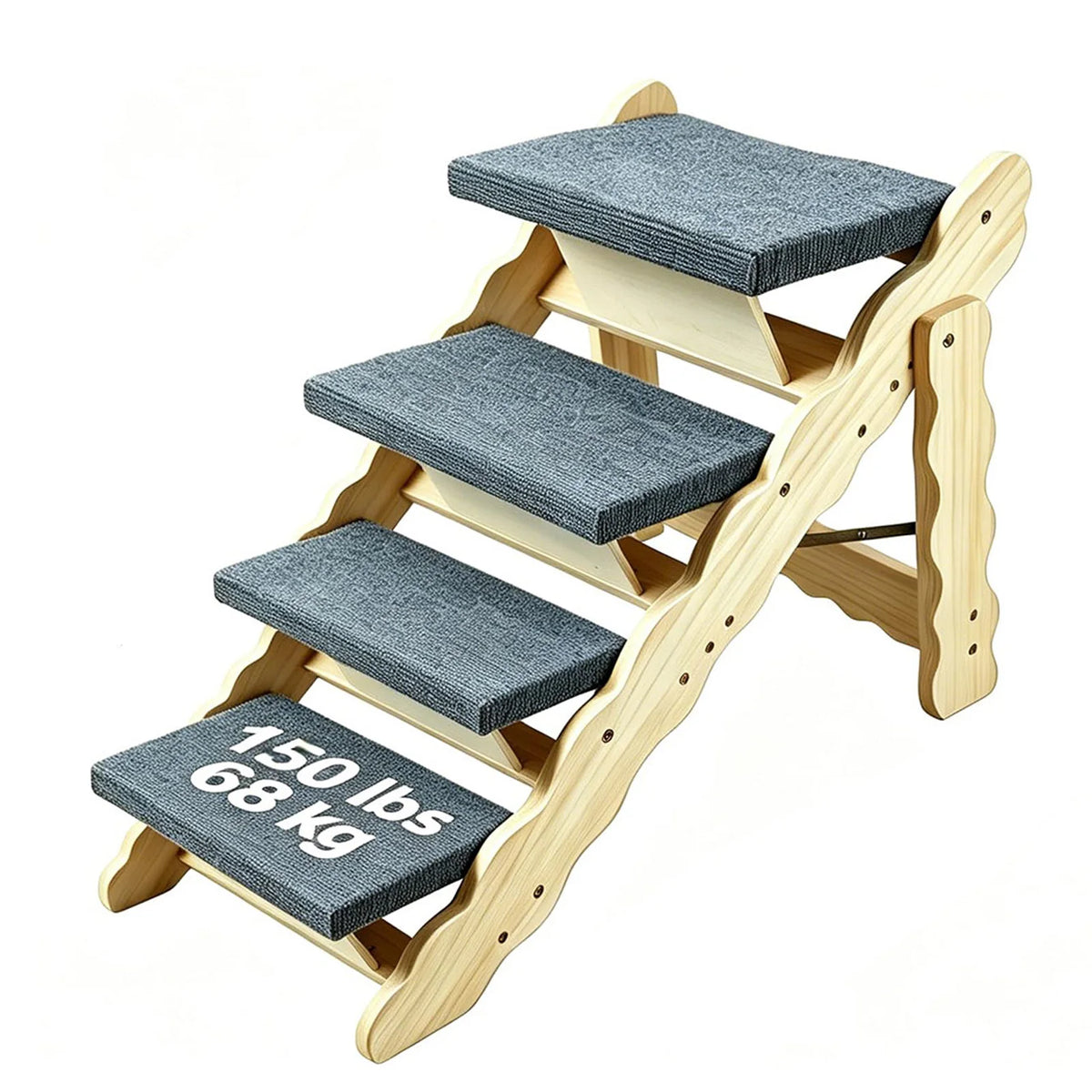 DishyKooker Strong Wooden Pet Stairs And Folding Dog Ramp