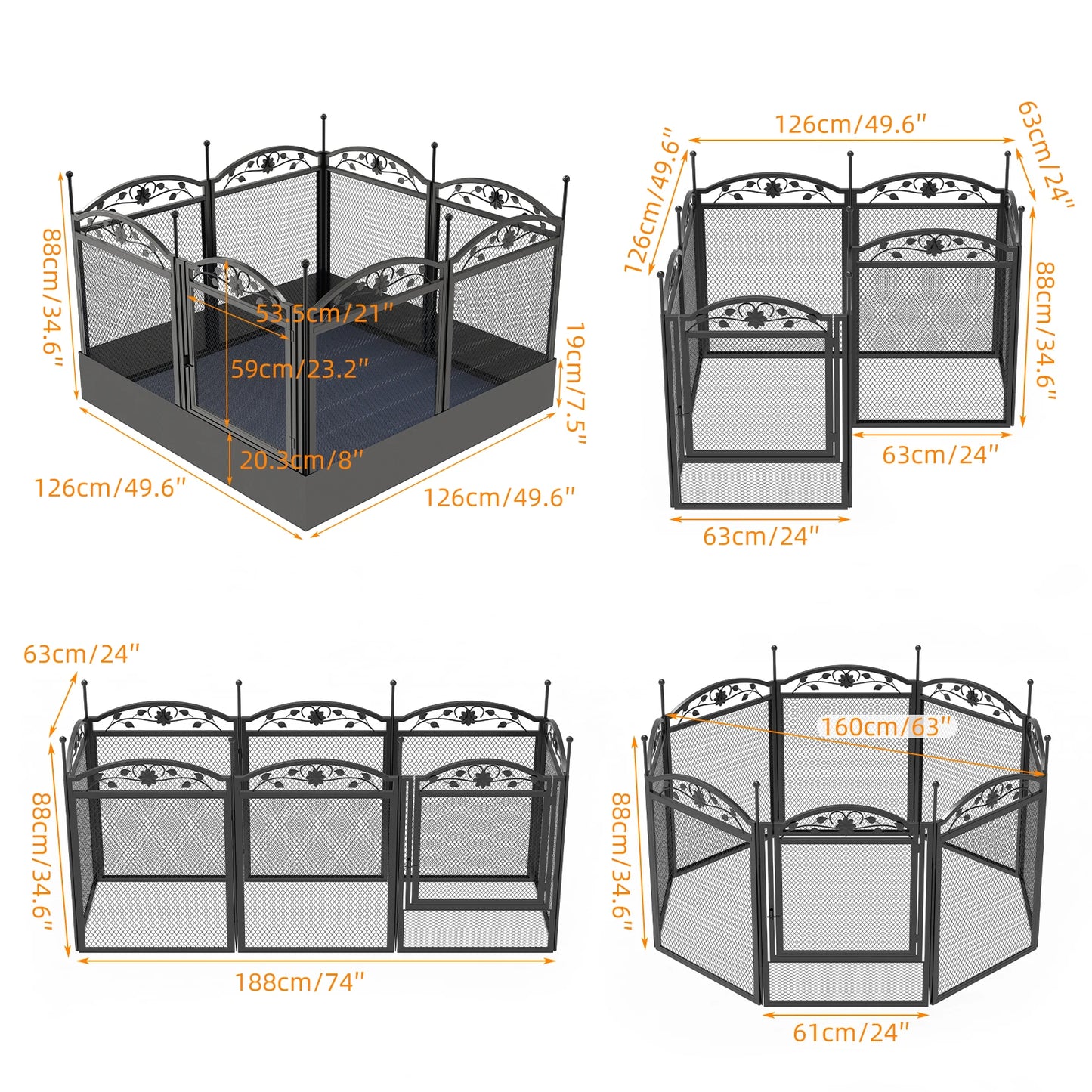 BINGOPAW Eight Panel Heavy Duty Dog Playpen For Indoor Outdoor
