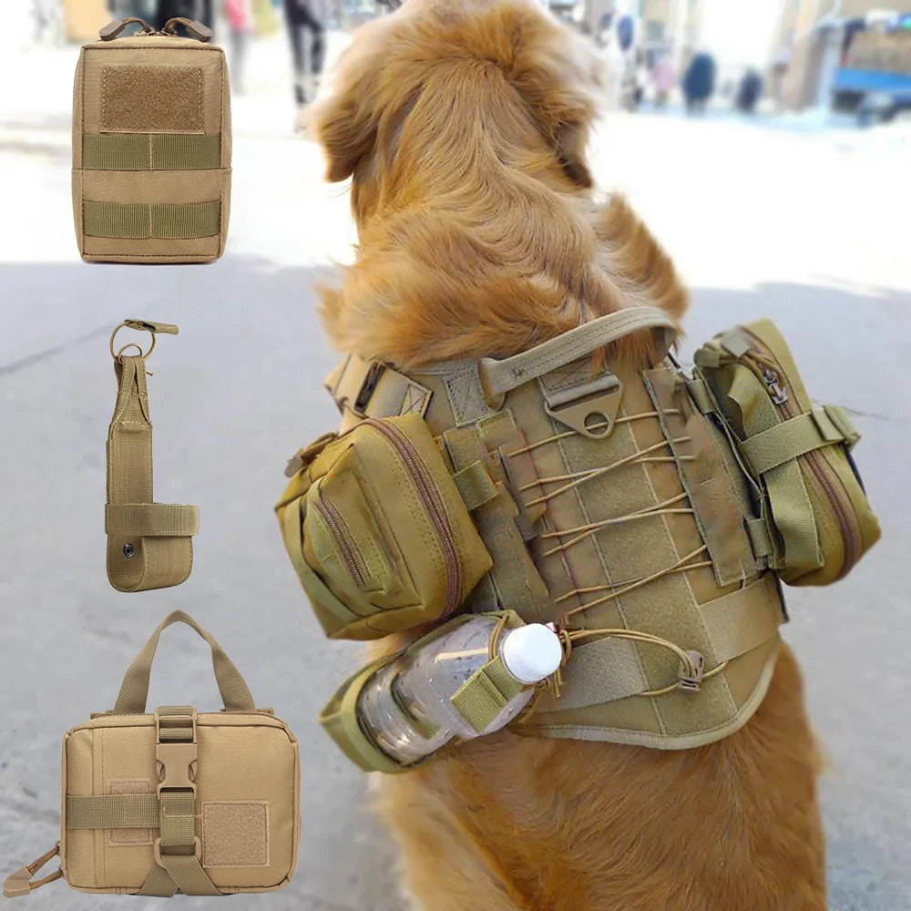 PetraVel Military Dog Tactical Molle Harness Pouch Set