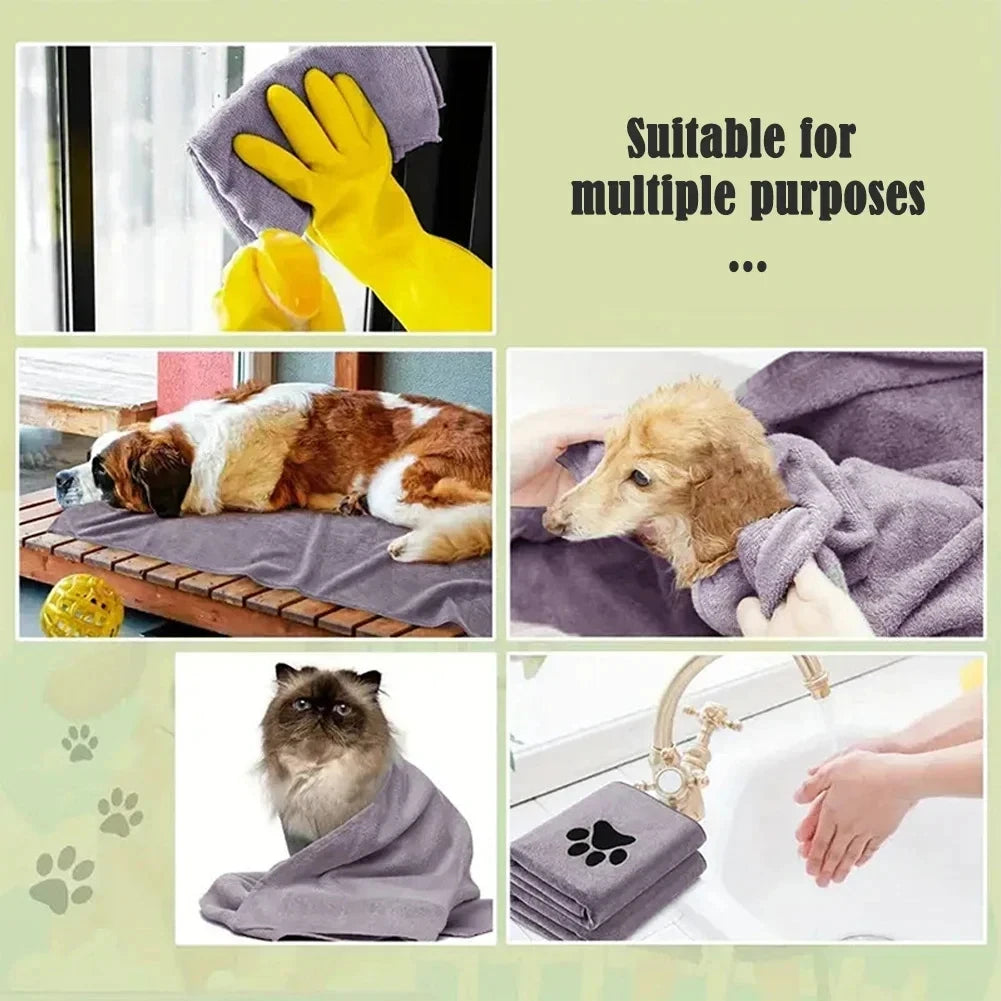 Microfiber Pet Bath Towels Embroidered Ultra Soft and Absorbent