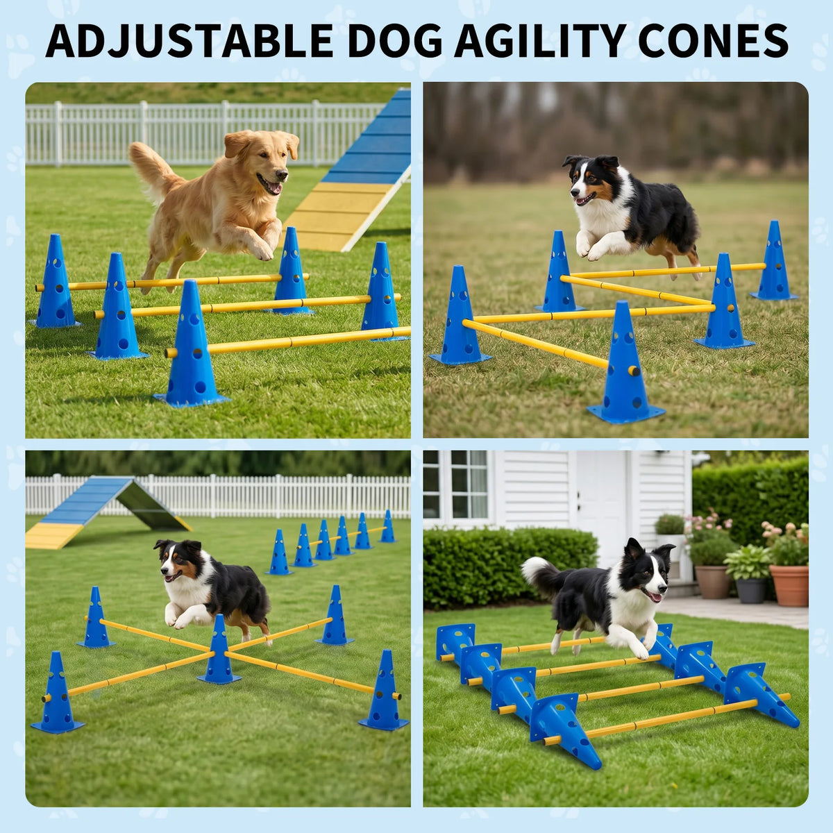 Dog Agility Training Cones And Rods Set With Adjustable Hurdles