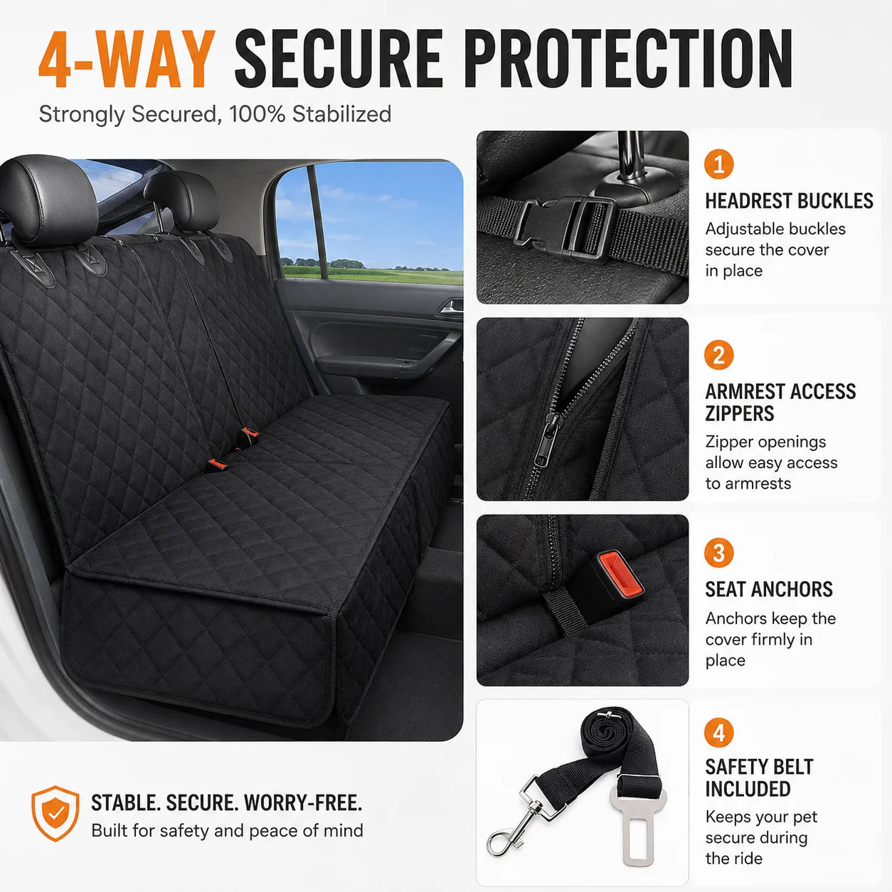 Sindax Waterproof Dog Car Seat Cover Back Seat Protector