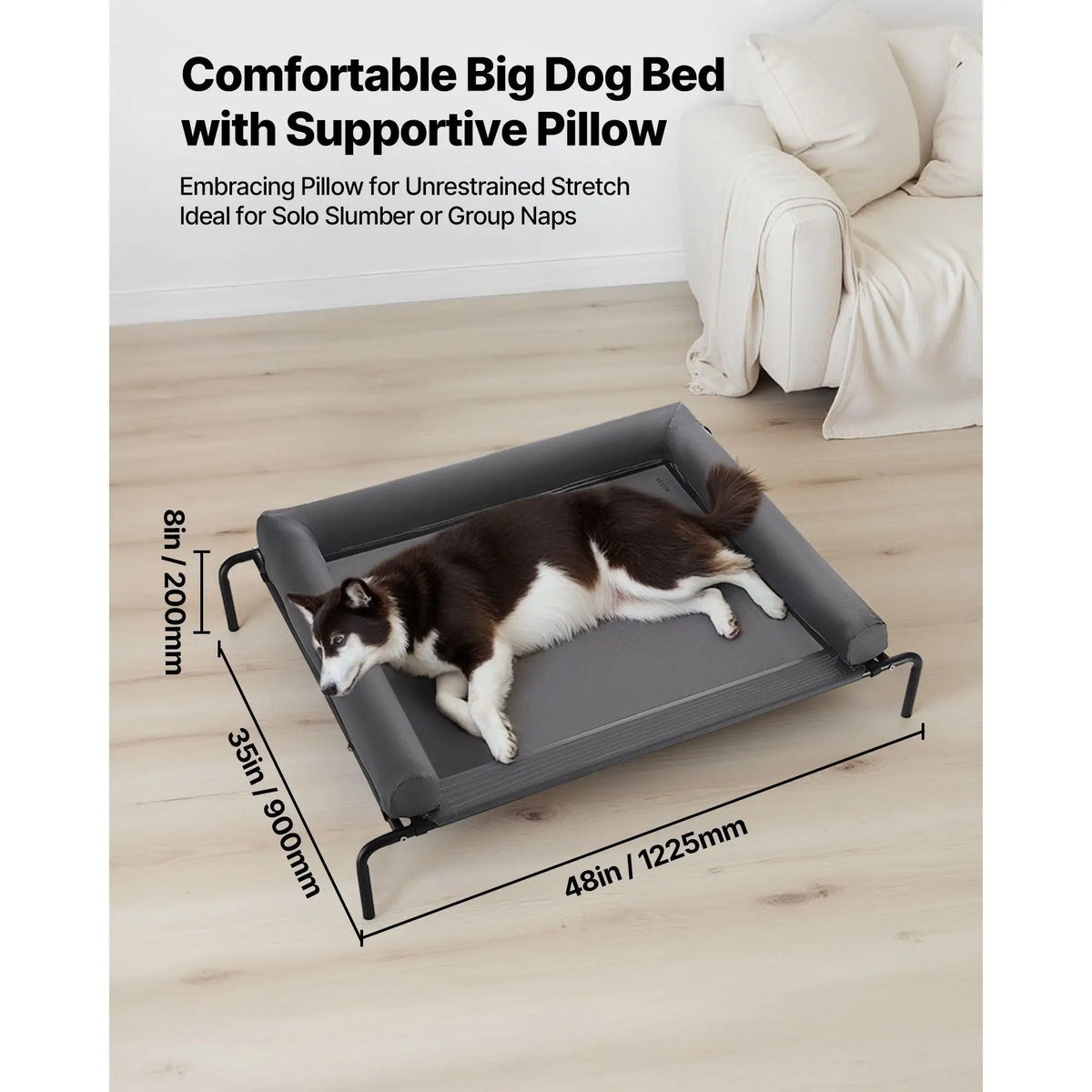 Elevated Dog Bed With Breathable Mesh And Supportive Bolsters
