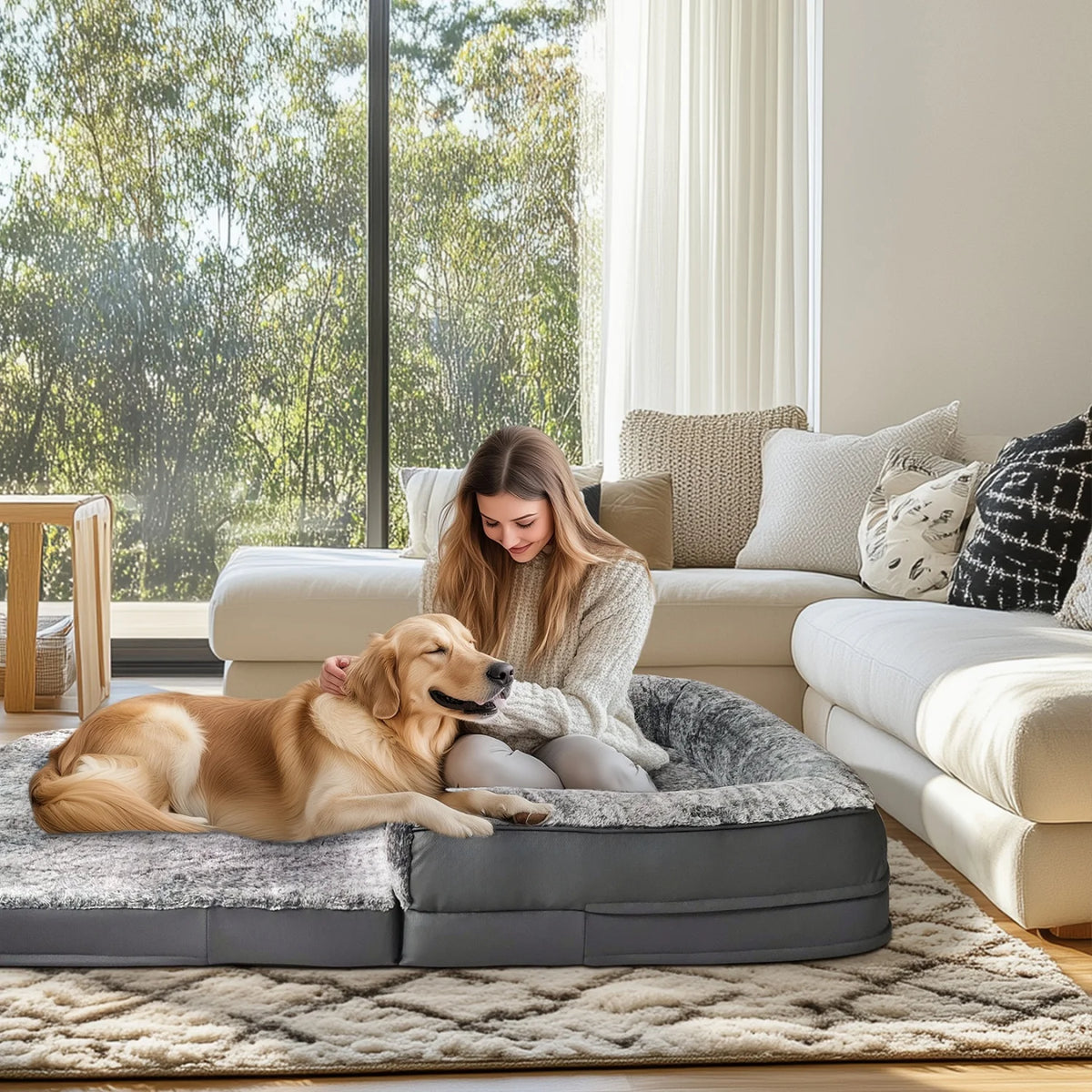 BINGOPAW Human Orthopedic Dog Bed With Removable Plush Cover