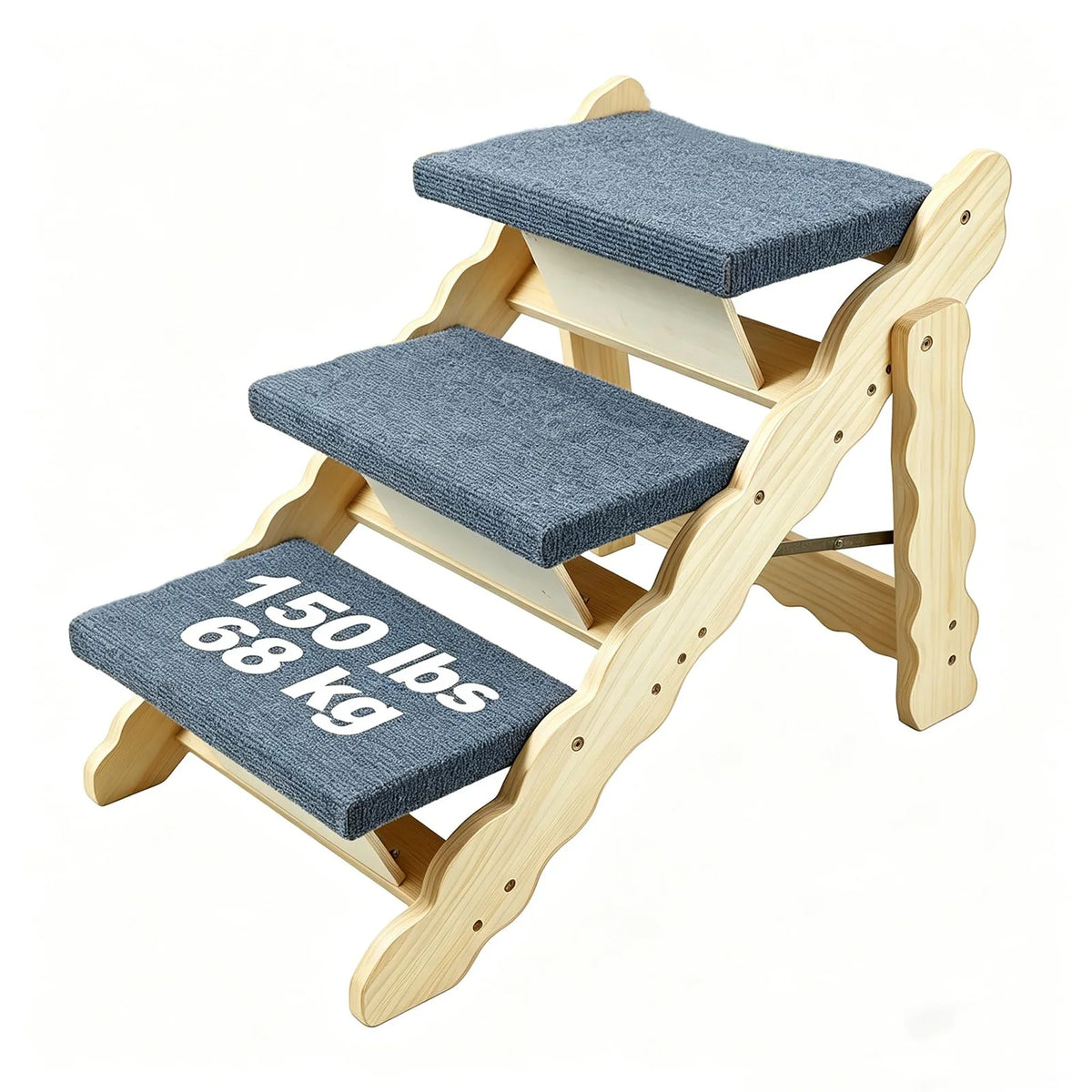 DishyKooker Strong Wooden Pet Stairs And Folding Dog Ramp