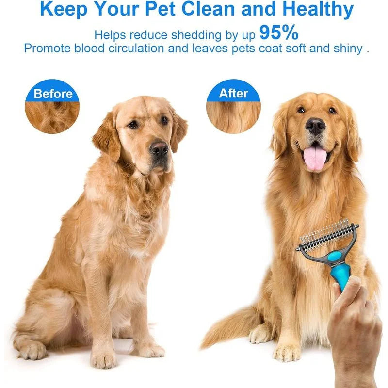 Pet Dematting Comb With Stainless Steel Blades For Dogs
