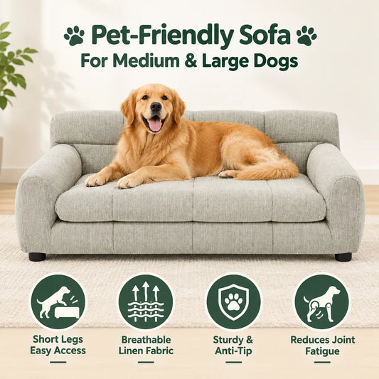 Breathable Dog Sofa Bed With Supportive Backrest And Armrests