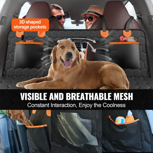 SucceBuy Nylon Dog Back Seat Extender With Mesh Window Storage