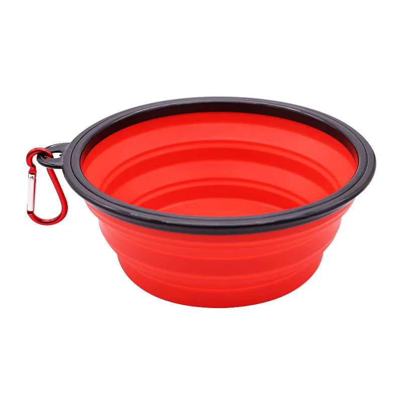 Collapsible Silicone Dog Food And Water Bowl With Carabiner For Travel