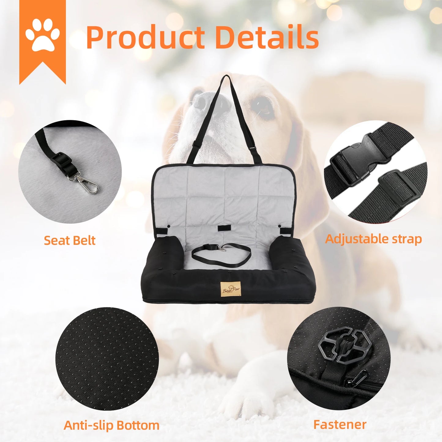 BORWART Waterproof Portable Dog Car Seat Bed and Booster Carrier