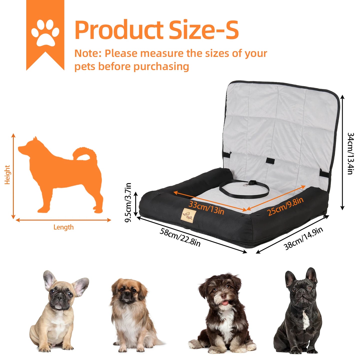 BORWART Waterproof Portable Dog Car Seat Bed and Booster Carrier