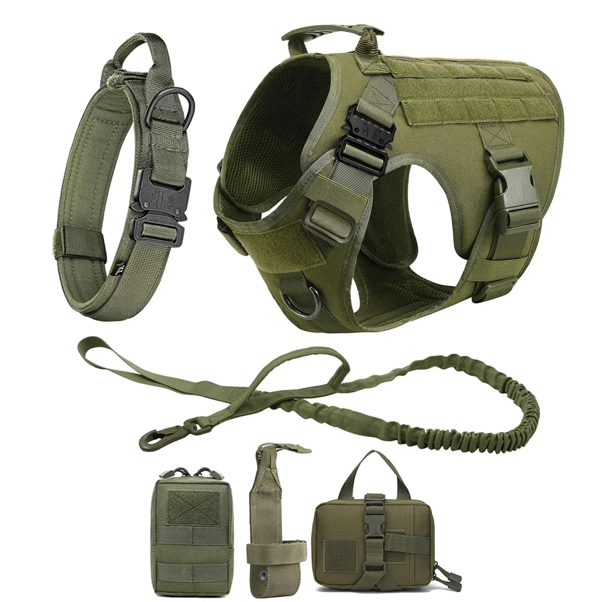 Tactical Dog Harness With Molle Pouches And Adjustable Vest