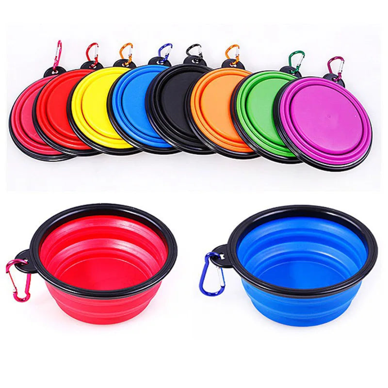 Collapsible Silicone Dog Food And Water Bowl With Carabiner For Travel
