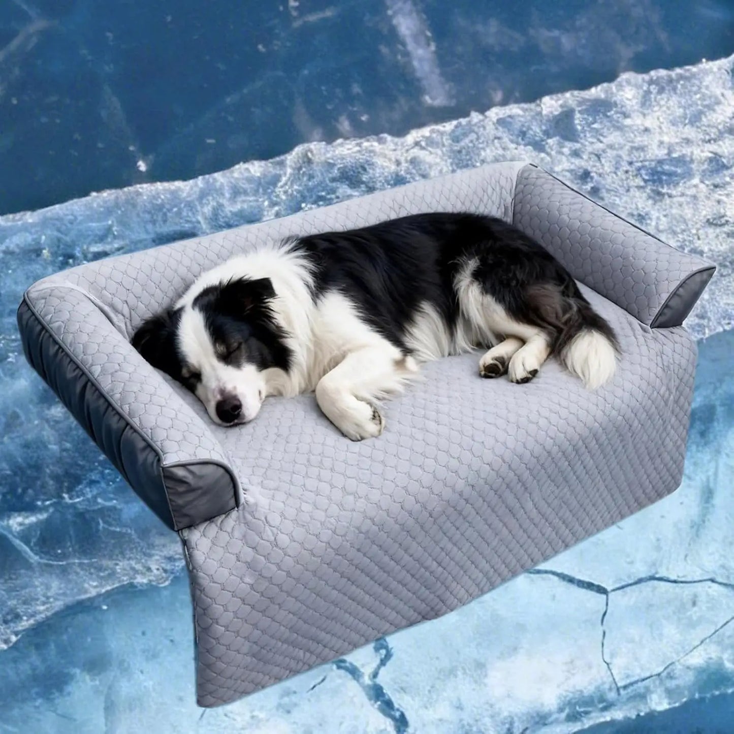 Cooling Dog Bed Mat With Bolster Pillow Washable Pet Couch Cover
