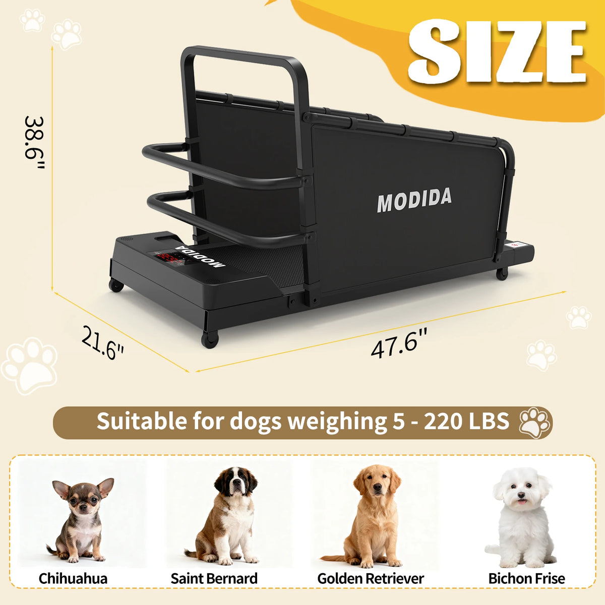 MODIDA Indoor Dog Treadmill With Adjustable Speed And LED Display