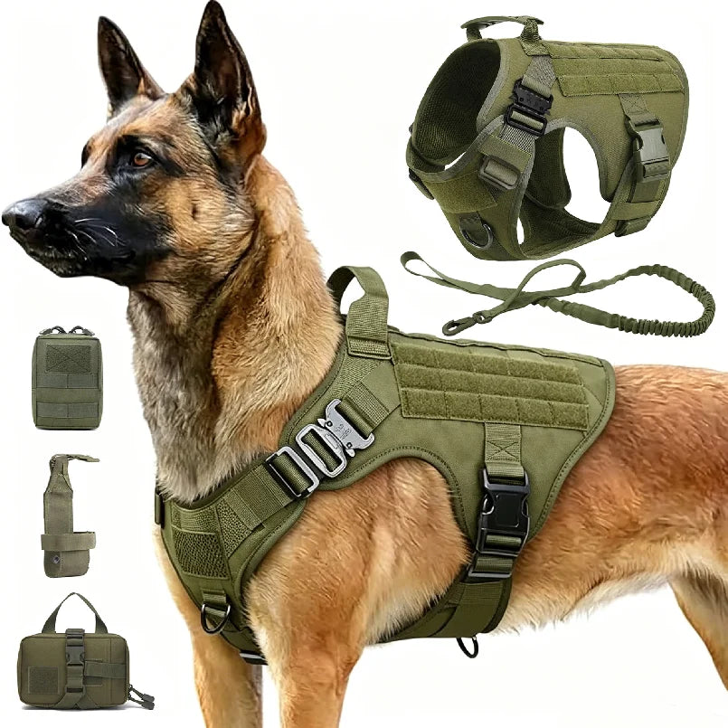 Tactical Dog Harness With Molle Pouches And Adjustable Vest