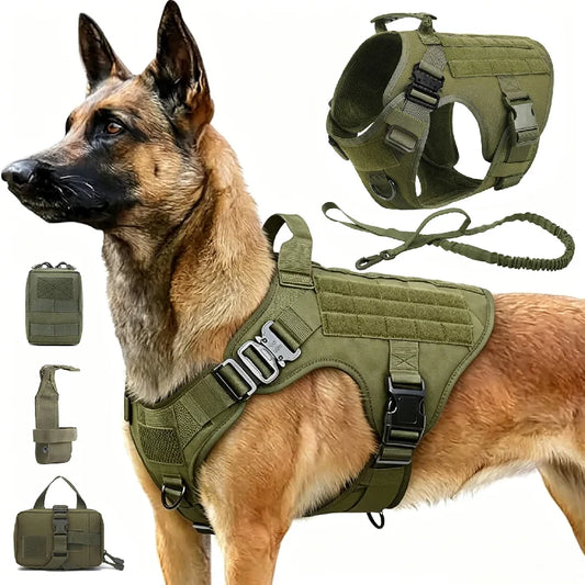 Tactical Dog Harness With Molle Pouches And Adjustable Vest