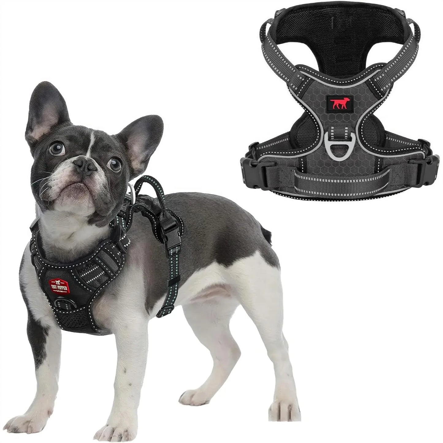 No Pull Dog Harness with Front and Back Clips, Heavy Duty Pet Vest with Handle, Reflective Padded Harness for Small Dogs