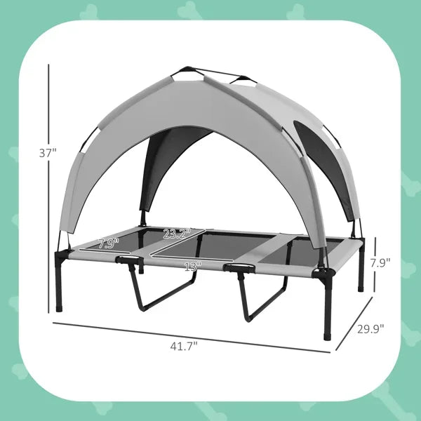 Elevated Dog Bed With Cooling Pad And Removable Canopy